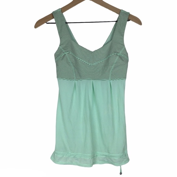 LULULEMON Tame Me Tank Top Fresh Teal Mini Hyper Stripe Loose Fit Luxstreme 2 - Picture 1 of 14